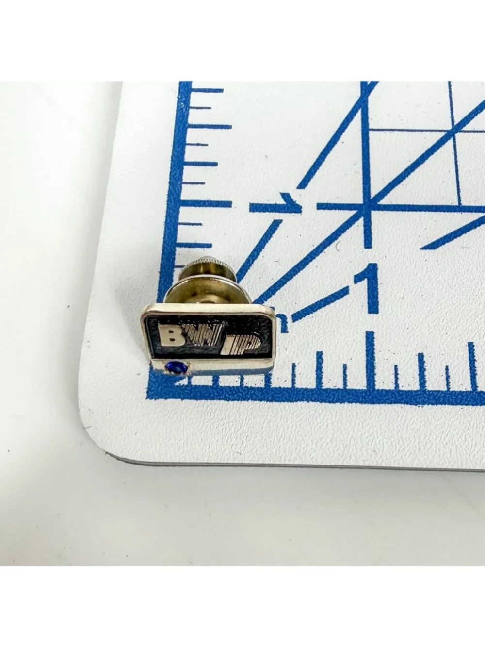 Vtg BWP Burbank Water Power Sterling Silver Sapphire Employee Tie Tack Pinback